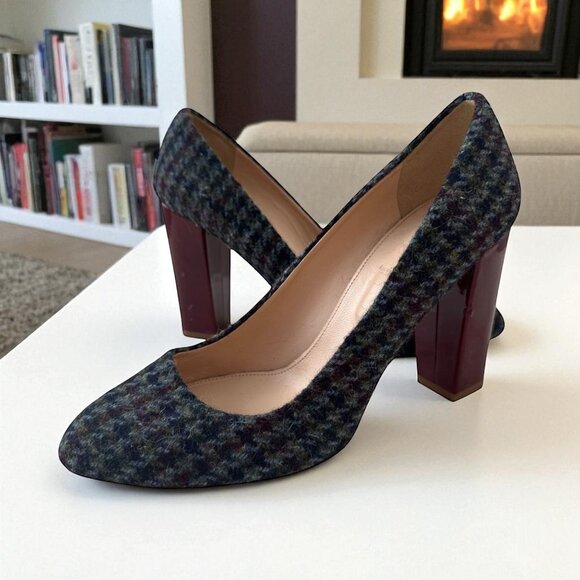 J CREW Collection Fall Wool Plaid Heels Size 9.5 - Picture 1 of 8